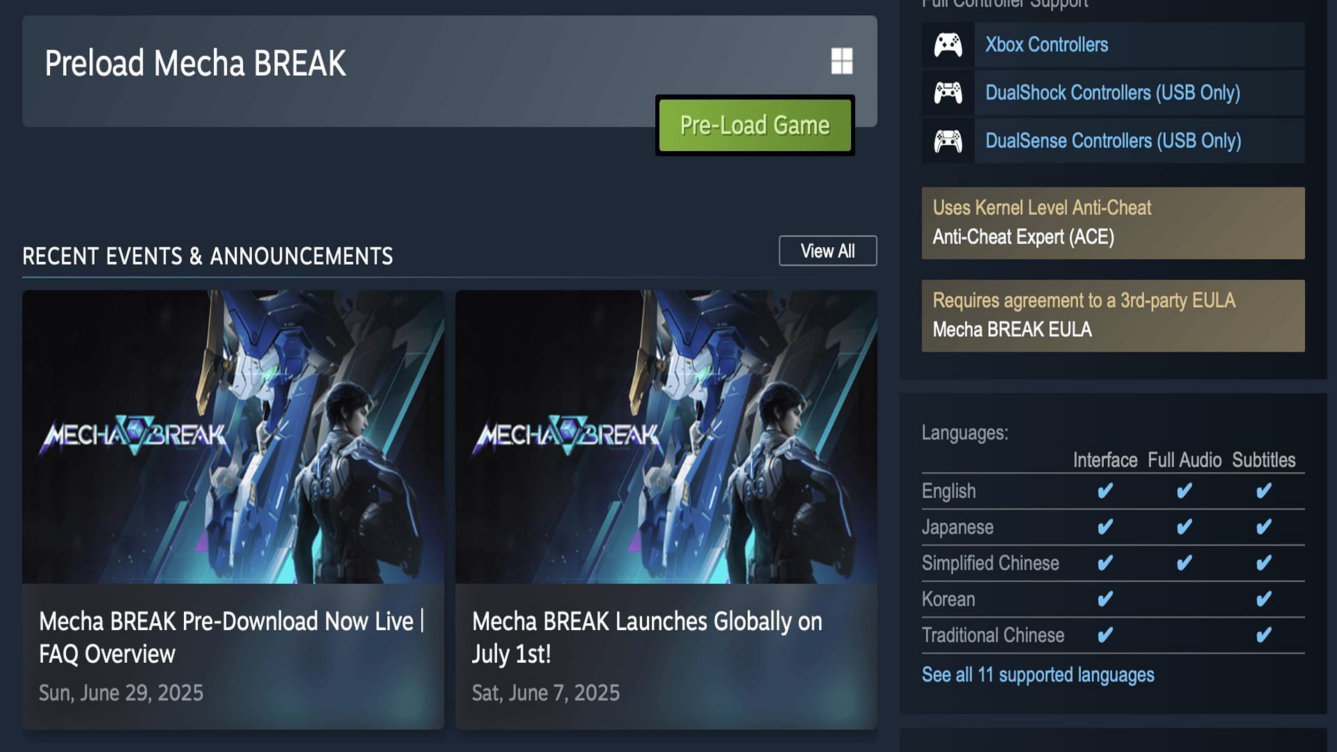 Pre-load Mecha BREAK on Steam (Image via Steam)